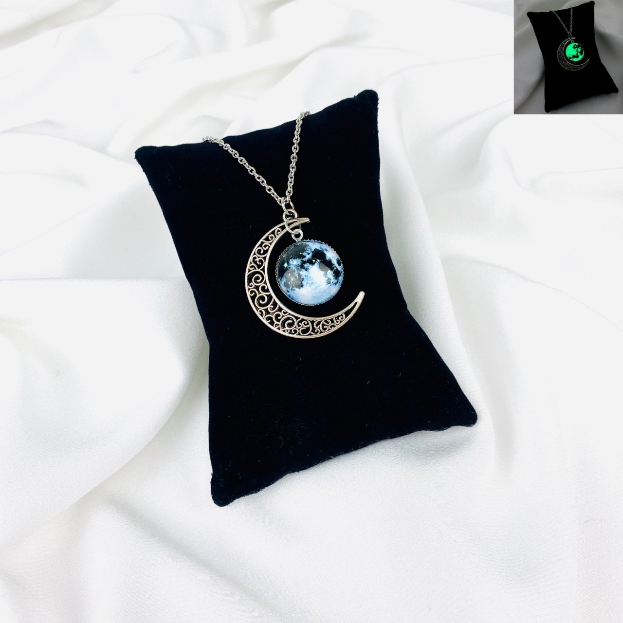 Zincirli Gece Parlayan Galaxy Kolye