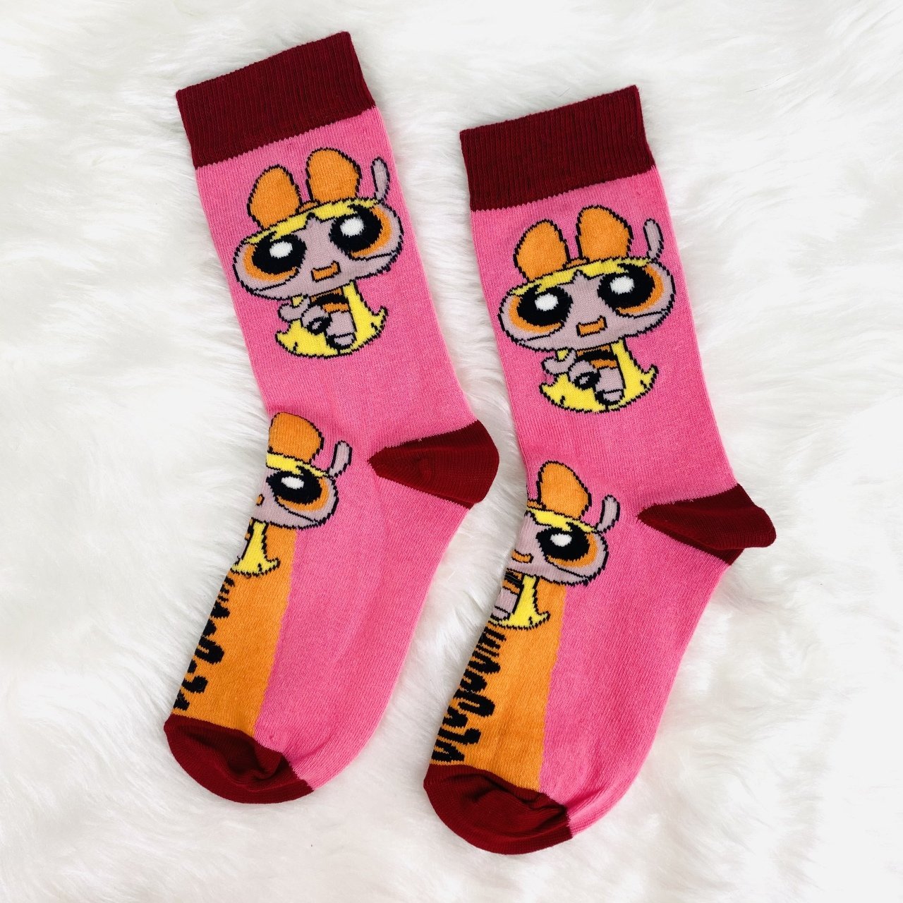Powerpuff Girls Baskılı Çorap Pembe