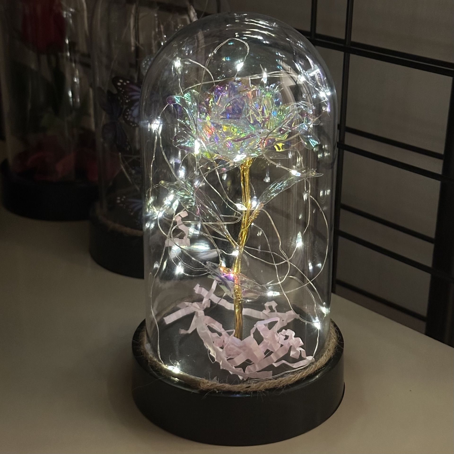 Sonsuzluk Gülü Led Işıklı Cam Fanus