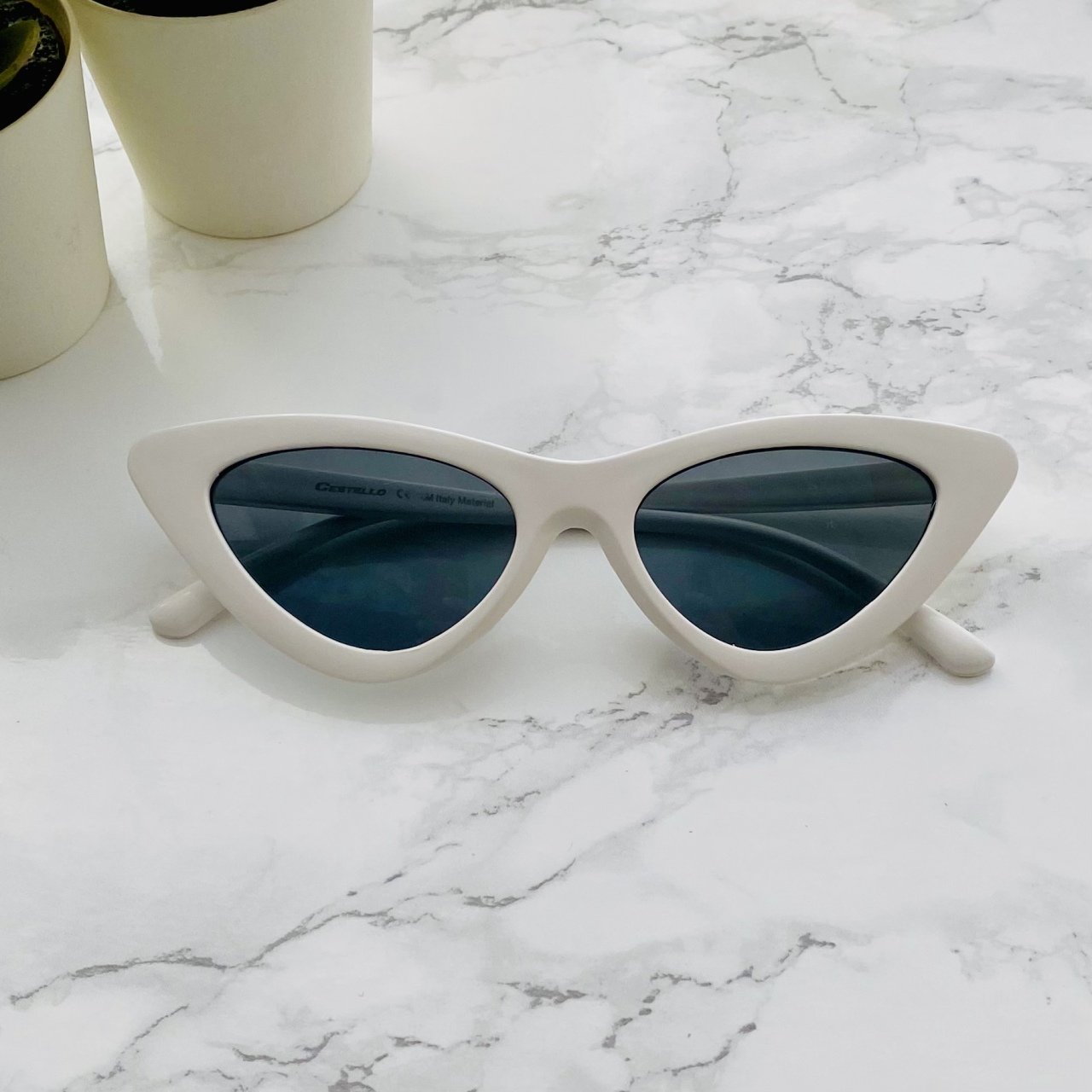 Güneş Gözlüğü Oval Cat Eye Beyaz