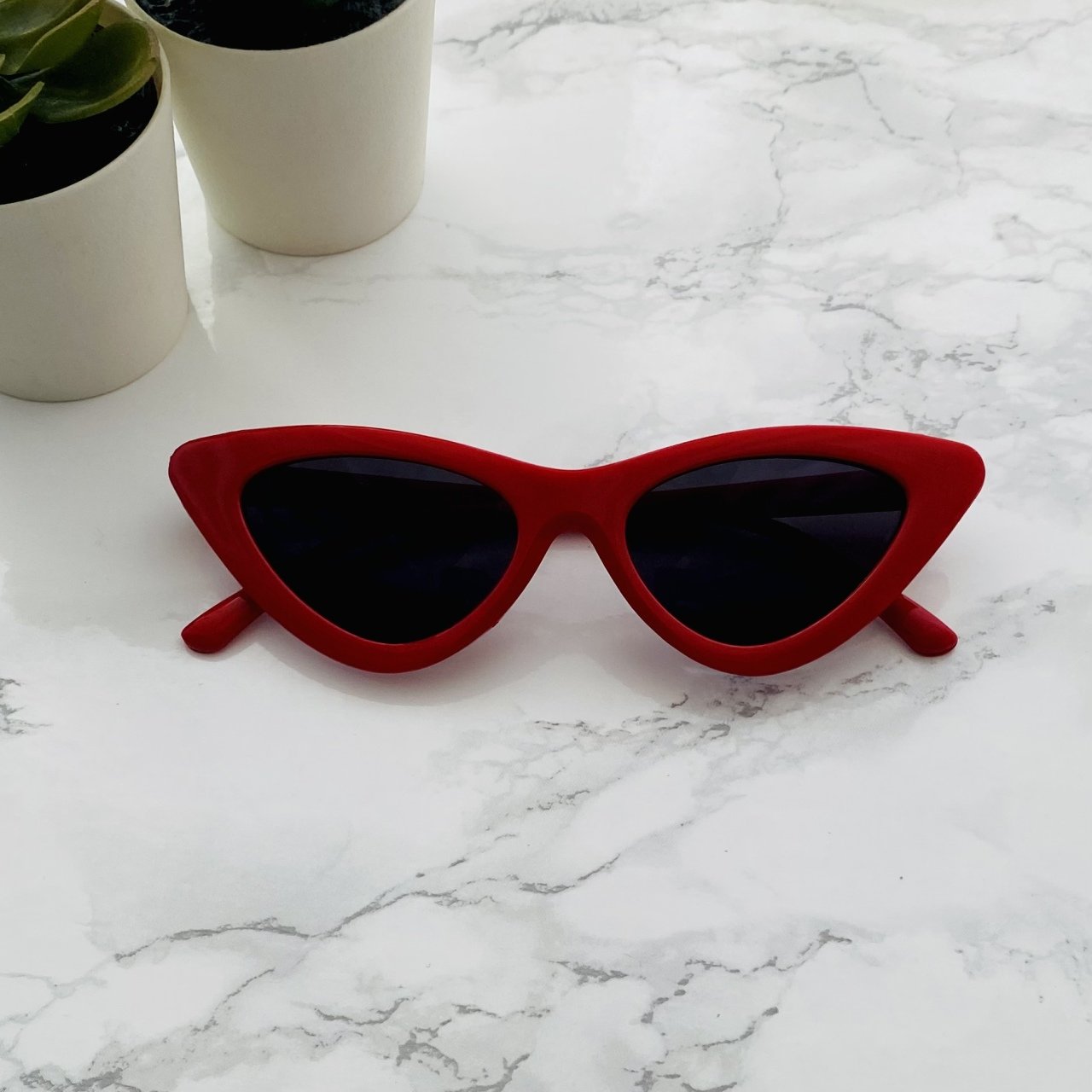 Güneş Gözlüğü Oval Cat Eye Kırmızı