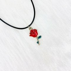 Kırmızı Gül Kolye Metal