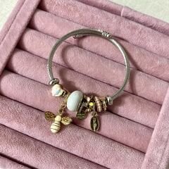 Çelik Pandora Bileklik Kalp İnci