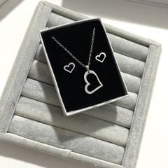 Kalp Kolye Küpe Set