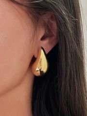 Çelik İtalyan Gözyaşı Damla Küpe Gold