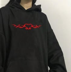 Clawed Heart Baskılı Oversize Unisex Kapüşonlu Sweatshirt