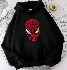 Spiderman Baskılı Oversize Unisex Kapüşonlu Sweatshirt