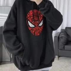 Spiderman Baskılı Oversize Unisex Kapüşonlu Sweatshirt