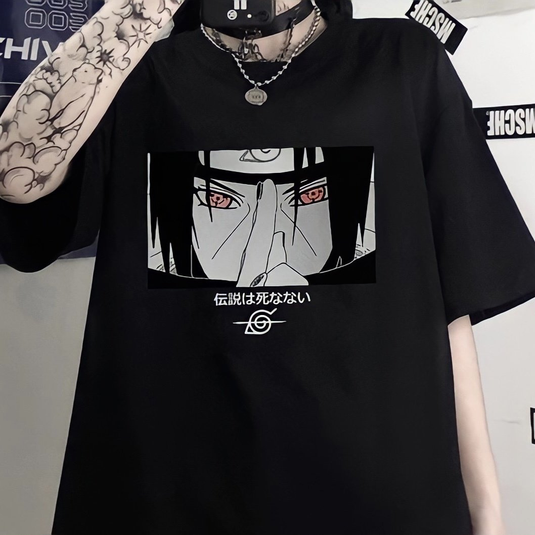 Anime Red Eyes Itachi Uchiha Oversize Unisex Tişört