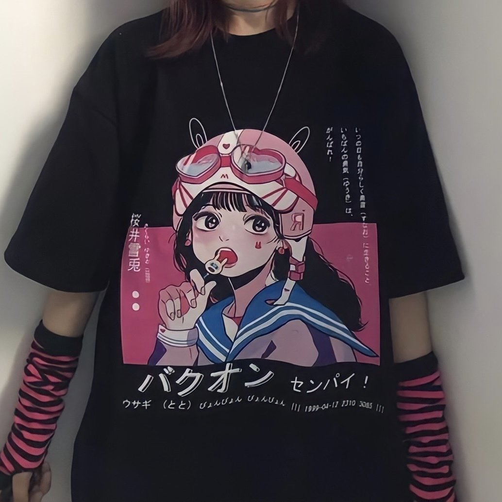 Anime Lolipop Girl Oversize Unisex Tişört