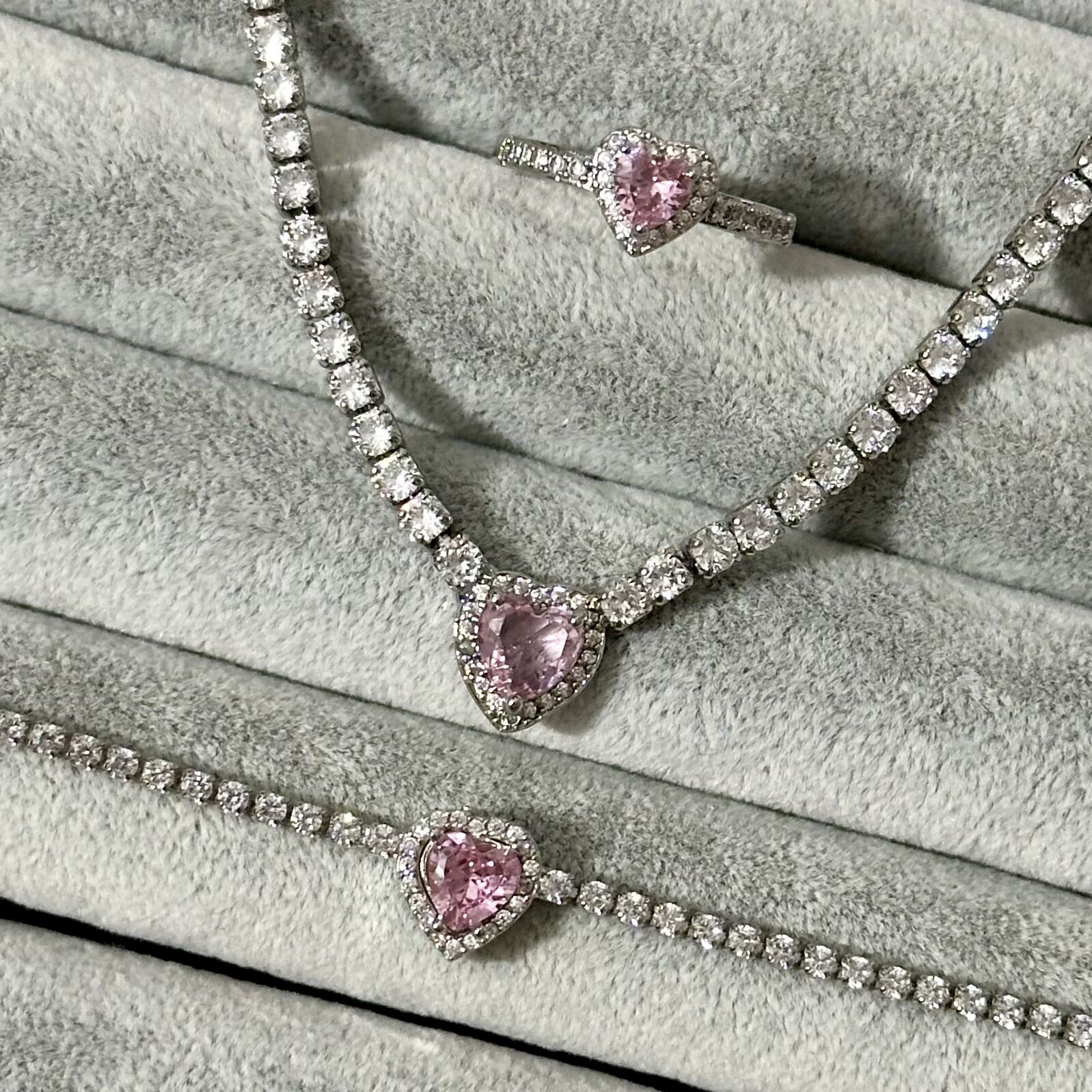 Pandora Kalp Su Yolu  Kolye Bileklik Yüzük Set Gümüş Pembe