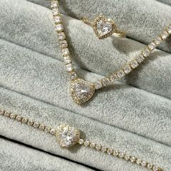 Pandora Kalp Su Yolu  Kolye Bileklik Yüzük Set Gold