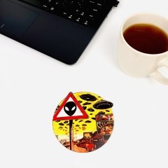 Uzaylı Ahşap Bardak Altlığı