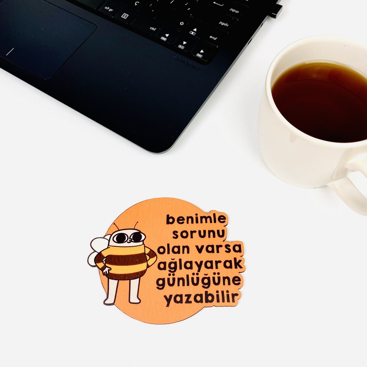 Benimle Sorunu Olan Varsa Ahşap Bardak Altlığı