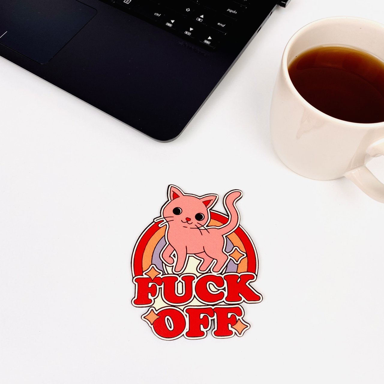 Fuck Off Ahşap Bardak Altlığı