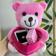 Peluş Ayıcık Kalp Kutulu Pandora Yüzük
