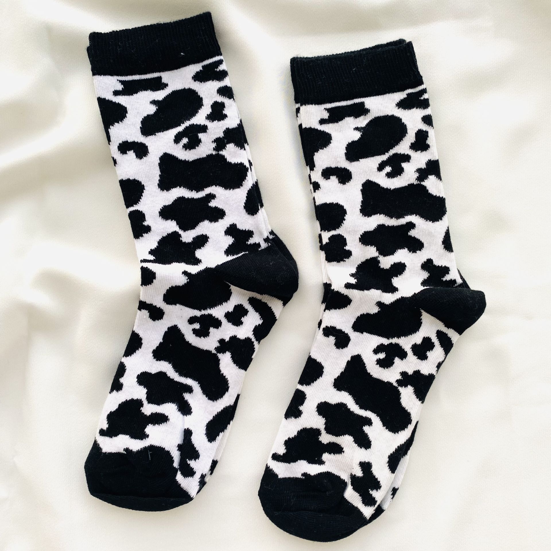 İnek Desenli Çorap Siyah