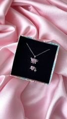 Love Planet Kolye Yüzük Set Gümüş Pembe