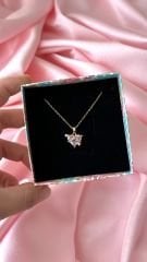 Love Planet Kolye Yüzük Set Gold Pembe