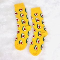 Avokado Baskılı Çorap Sarı