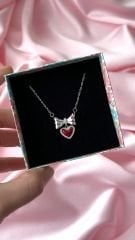 Ribbon Heart Kırmızı Kolye