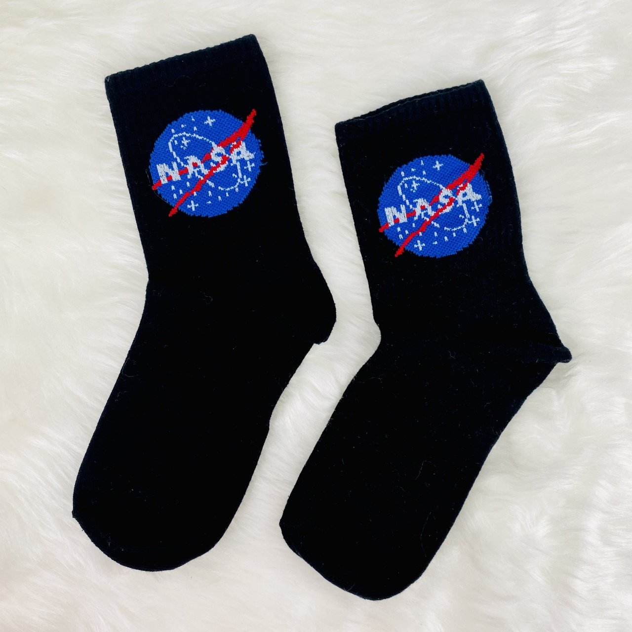 Nasa Baskılı Çorap Siyah