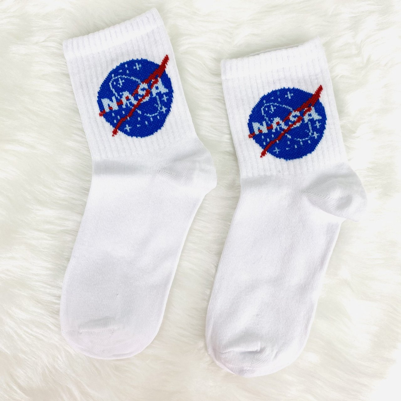 Nasa Baskılı Çorap Beyaz