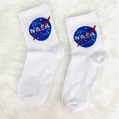 Nasa Baskılı Çorap Beyaz