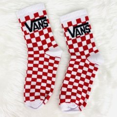 Damalı Vans Baskılı Çorap Kırmızı
