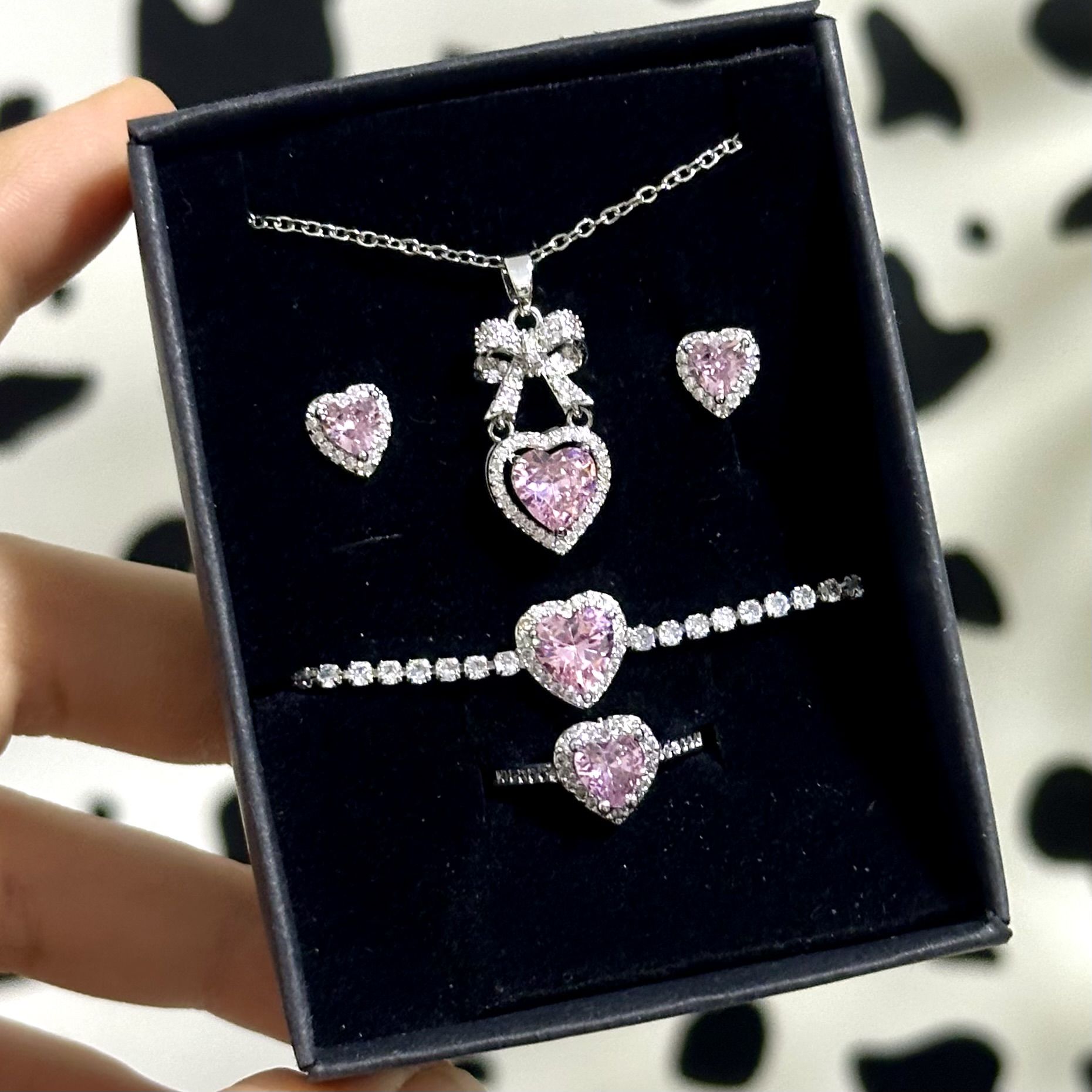 Pandora Modeli Pembe Kalp Set