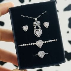 Pandora Modeli Beyaz Kalp Set