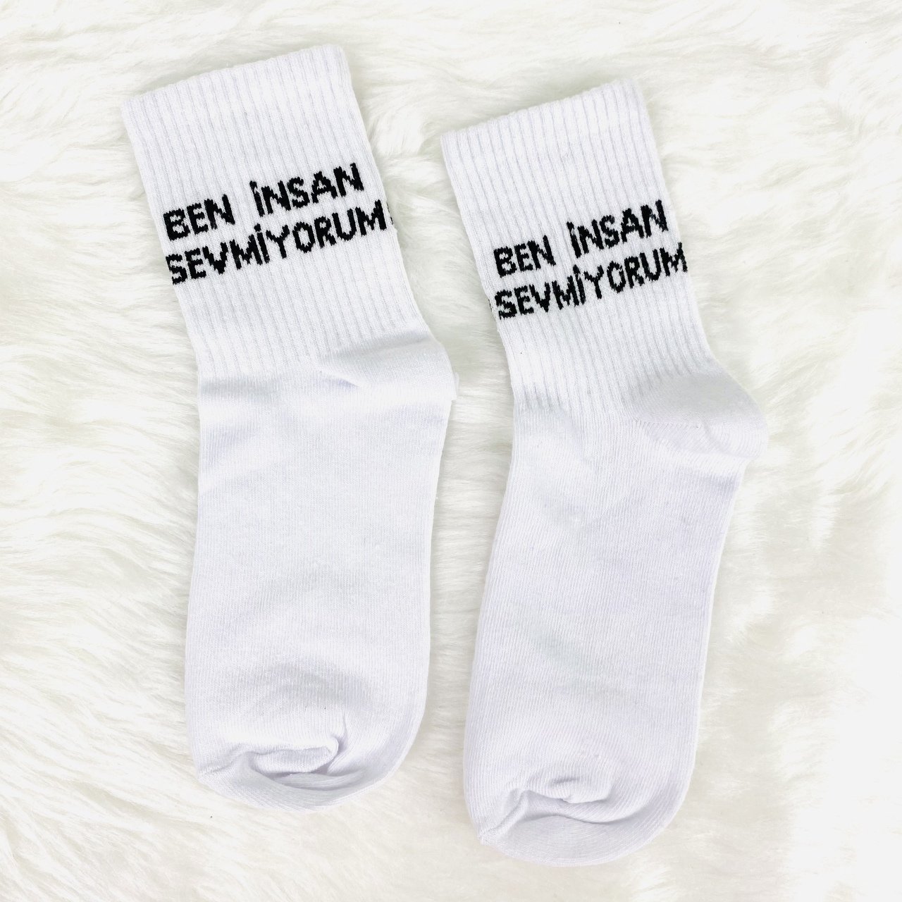 Ben İnsan Sevmiyorum Baskılı Çorap