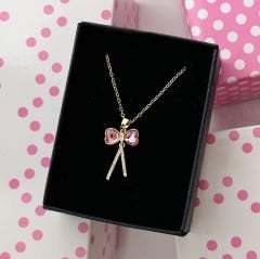 Fiyonk Pembe Taşlı Kolye Gold