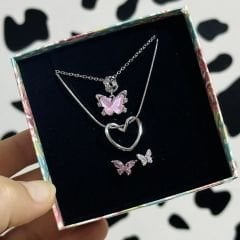 Kelebek Kalp Kolye Yüzük Set
