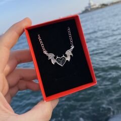 Siyah Kalp Şeytan Kolye