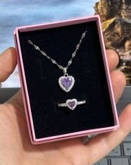 Pandora Kalp Kolye Yüzük Set Mor