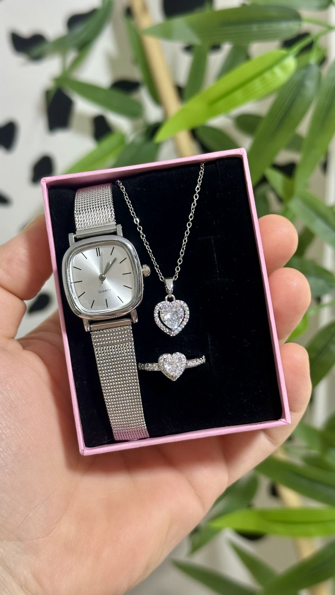 Saat Kolye Yüzük Set 3'lü Set