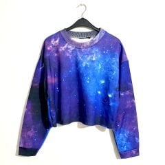 Galaxy Desen Crop Sweatshirt
