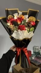 Ayıcıklı Güllü Led Işıklı Kokina Çiçeği