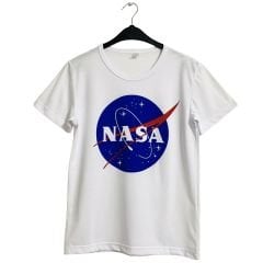 Nasa Basklı Tişört Beyaz