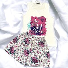 Gül Desenli Pijama Takımı