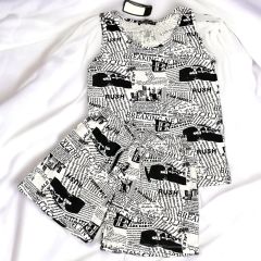 Gazete Desenli Pijama Takımı