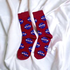 Nasa Desenli Çorap Kırmızı