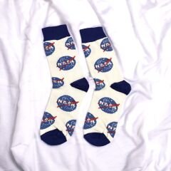 Nasa Desenli Çorap Beyaz