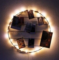 Işıklı Yuvarlak Fotoğraf Panosu Siyah
