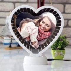 Kalp Led Işıklı Sihirli Ayna Dekoratif Fotoğraf Çerçevesi