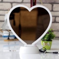 Kalp Led Işıklı Sihirli Ayna Dekoratif Fotoğraf Çerçevesi