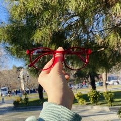 Retro Gözlük Şeffaf Kırmızı