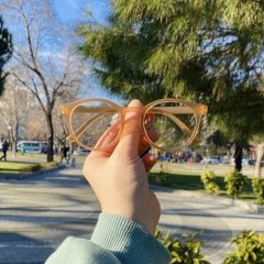 Retro Gözlük Şeffaf Kahve