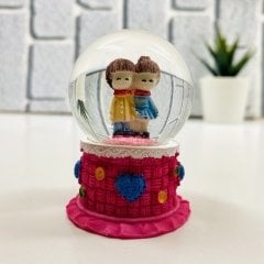 Kalp Desenli Kar Küresi Pembe